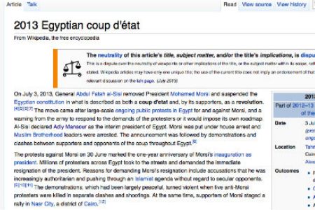 Wikipedia and the battle of words over political events in Egypt