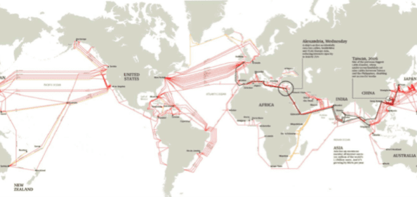 Global map with critical points for the Internet traffic.