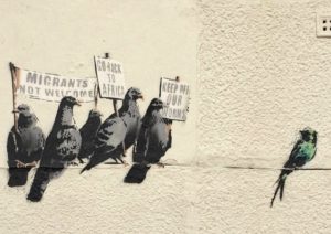 Banksy Street Art Print – Migrants Not Welcome (Graffiti Picture)