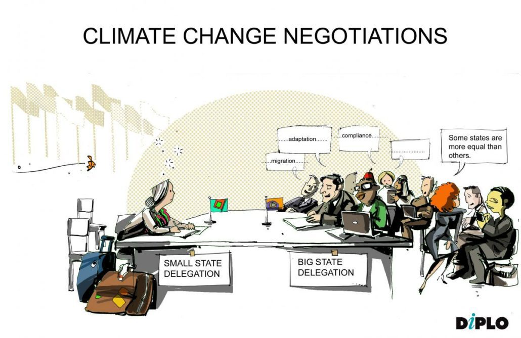Taking climate change negotiations as an example, small state delegations are often a one-man-band, compared to larger big-state delegations