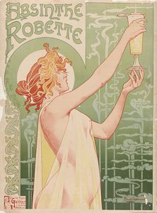 Poster for Absinth, 1896, lady holding a glass
