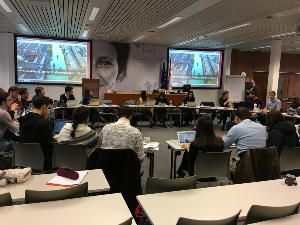 Classroom at the College of Europe during the course on digital and diplomacy delivered in 2017